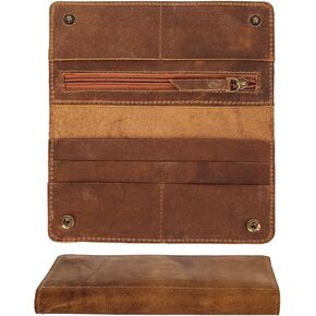 PIDAVLIYA'S Women’s Ultra-Slim Genuine Leather Long Wallet – RFID Blocking Bifold Card Holder | Thin Minimalist Billfold for Ladies | Premium Pure Leather Clutch Wallet (Antique BROWN) in Saudi Arabia