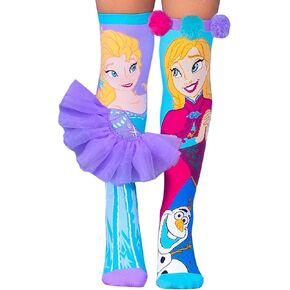جوارب MADMIA Elsa and Anna بطول الركبة - جوارب ملونة للأميرة للأطفال والكبار، هدية يوم جورب ممتعة ومجنونة in Kuwait