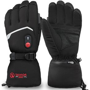 قفازات التزلج Sun Will Heated للرجال، متوافقة مع شاشة اللمس، قفازات مقاومة للماء للرياح للتزلج، دفء طويل الأمد للرياضات الشتوية والاستخدام الخارجي (S) in Kuwait