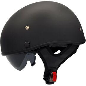 Vega Helmets 7800-055 Warrior Motorcycle Half Helmet with Sunshield for Men & Women, Adjustable Size Dial DOT Half Face Skull Cap for Bike Cruiser Chopper Moped Scooter ATV (X-Large, Matte Black) in Kuwait