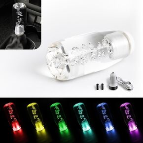 1 PC Car LED Light-Emitting Crystal Gear Shift Head, 3.93" Colorful Light Crystal Bubble Gear Head, Personalized Wave Stick Head, Decorative Modification Accessories, for Cars (Transparent) in Kuwait