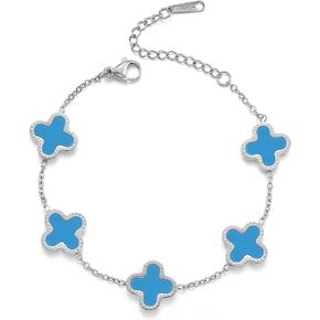 سوار البرسيم للنساء قابل للتعديل سلسلة فضية سوار محظوظ موضة بسيطة أساور مجوهرات هدايا عصرية للنساء in Kuwait