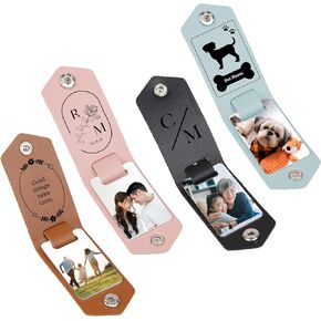Custom Leather Photo Keychain with Photo Insert, Customizable Text and Photo, Keychain for Him in Saudi Arabia