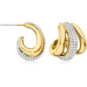Ross-Simons 14kt Yellow Gold-Plated 3-Row Earrings With 1.64 ct. t.w. Czs in Saudi Arabia