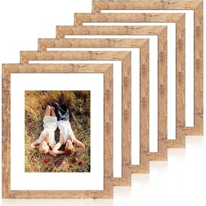 iRahmen 5x7 Picture Frame Set of 6, Black Frame with High Definition Real Glass, 5 x 7 Wood Photo Frames for Tabletop Display and Wall Mounting in Kuwait