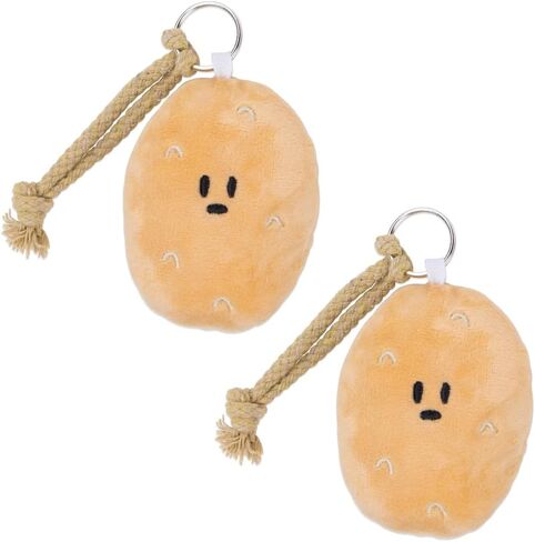 KOOBOOK 2PCS مضحك Kawaii البطاطس المفاتيح قلادة مع صوت صار لطيف إيجابي البطاطس سحر الإبداعية البطاطس حلقة رئيسية لحقائب الظهر مرايا السيارة شنقا التبعي in Kuwait