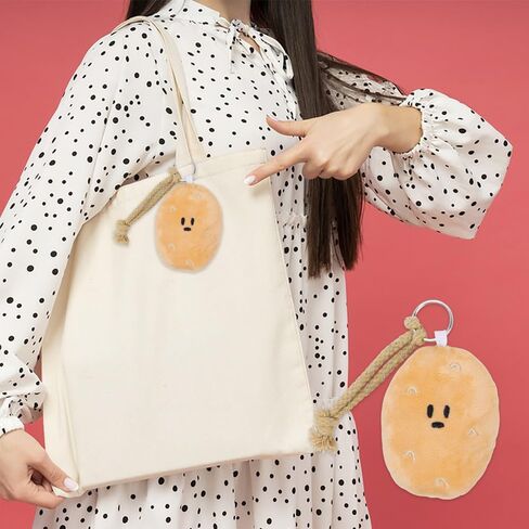 KOOBOOK 2PCS مضحك Kawaii البطاطس المفاتيح قلادة مع صوت صار لطيف إيجابي البطاطس سحر الإبداعية البطاطس حلقة رئيسية لحقائب الظهر مرايا السيارة شنقا التبعي in Kuwait