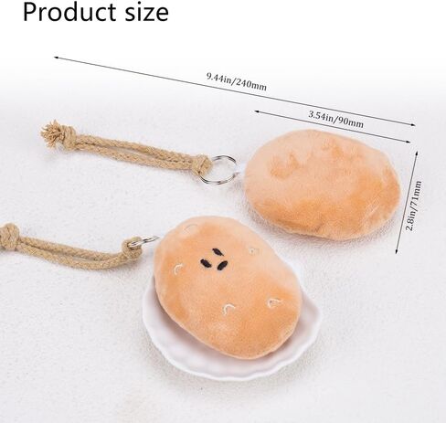 KOOBOOK 2PCS مضحك Kawaii البطاطس المفاتيح قلادة مع صوت صار لطيف إيجابي البطاطس سحر الإبداعية البطاطس حلقة رئيسية لحقائب الظهر مرايا السيارة شنقا التبعي in Kuwait
