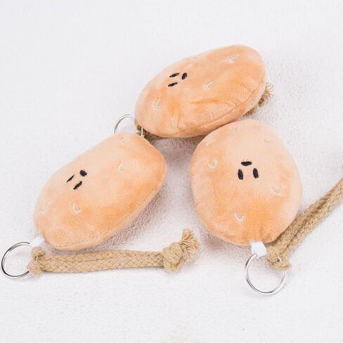 KOOBOOK 2PCS مضحك Kawaii البطاطس المفاتيح قلادة مع صوت صار لطيف إيجابي البطاطس سحر الإبداعية البطاطس حلقة رئيسية لحقائب الظهر مرايا السيارة شنقا التبعي in Kuwait