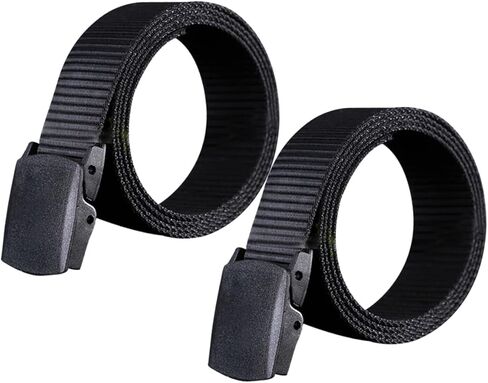 2pcs Men Casual Canvas Web Belt Nylon Belt Plastic Buckle for Outdoor Activities Lightweight Breathable Design in Saudi Arabia