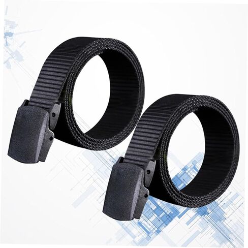 2pcs Men Casual Canvas Web Belt Nylon Belt Plastic Buckle for Outdoor Activities Lightweight Breathable Design in Saudi Arabia