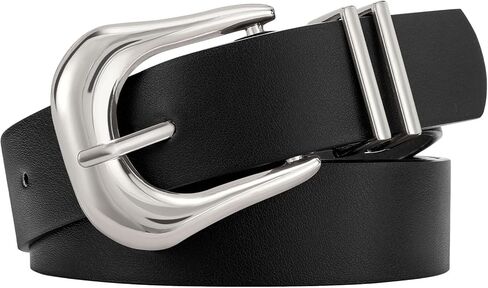 LEACOOLKEY Women's Fashion Leather Belt with Gold Buckle Ladies Waist Belts for Jeans Dress Pants in Saudi Arabia