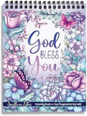 Flowers Patterns Hardcover Pages Poster God Bless You Spiral Coloring Book for Adults with Inspirational Bible Phrases Motivational Scripture Quotes Mindfulness Relaxing in Kuwait