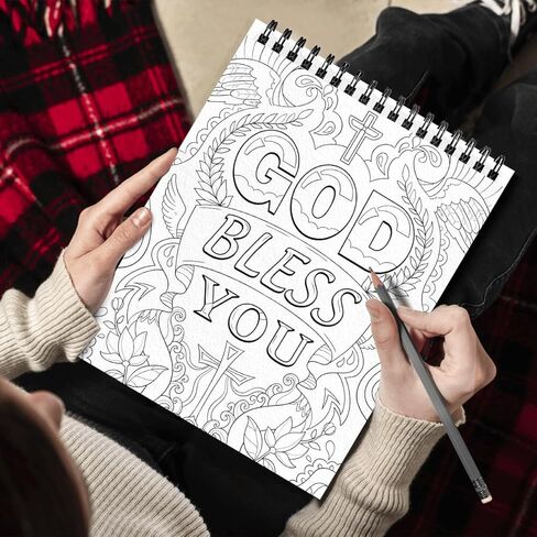 Flowers Patterns Hardcover Pages Poster God Bless You Spiral Coloring Book for Adults with Inspirational Bible Phrases Motivational Scripture Quotes Mindfulness Relaxing in Kuwait