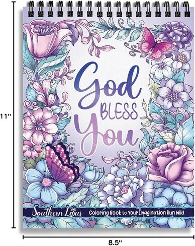 Flowers Patterns Hardcover Pages Poster God Bless You Spiral Coloring Book for Adults with Inspirational Bible Phrases Motivational Scripture Quotes Mindfulness Relaxing in Kuwait