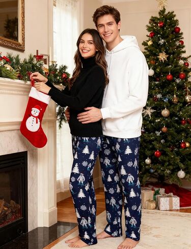 Vogseek Mens Christmas Pajama Pants Loose Men Lounge Pant Sleepwear with Pockets in Kuwait