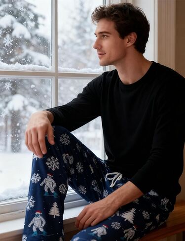 Vogseek Mens Christmas Pajama Pants Loose Men Lounge Pant Sleepwear with Pockets in Kuwait