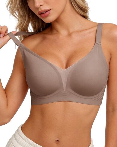 Womens Wireless Jelly Bra Plus Size Seamless Bras Mesh Sexy Deep V Push Up in Kuwait