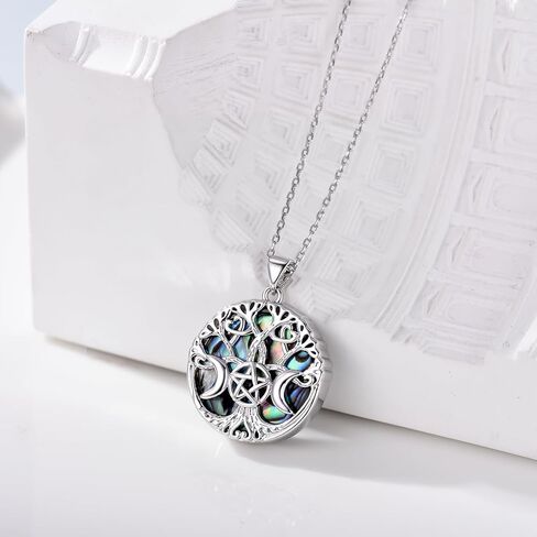 Pentagram Pentacle Necklace Triple Moon Goddess Abalone Shell Necklace Wiccan Jewelry for Women Men in Saudi Arabia