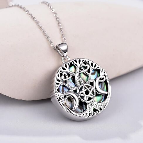 Pentagram Pentacle Necklace Triple Moon Goddess Abalone Shell Necklace Wiccan Jewelry for Women Men in Saudi Arabia