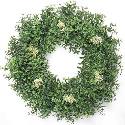 Weldomcor أكاليل خشب البقس الأخضر للباب الأمامي 22 بوصة، إكليل الخضرة الاصطناعي للربيع والصيف مع التوت خارج كل موسم ديكور المزرعة للخارجية والداخلية ونافذة الشرفة المنزلية وديكور الزفاف in Kuwait