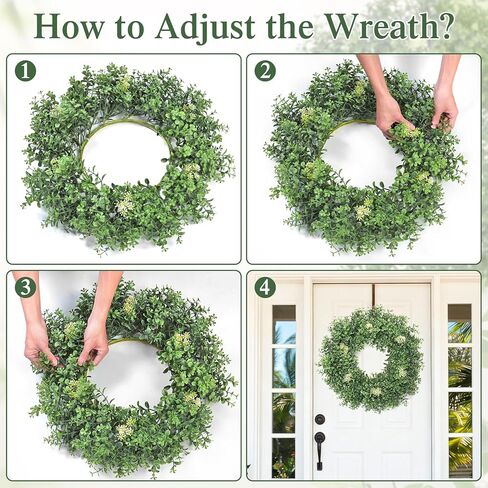 Weldomcor أكاليل خشب البقس الأخضر للباب الأمامي 22 بوصة، إكليل الخضرة الاصطناعي للربيع والصيف مع التوت خارج كل موسم ديكور المزرعة للخارجية والداخلية ونافذة الشرفة المنزلية وديكور الزفاف in Kuwait