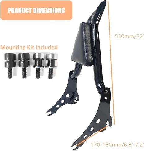 22" Black Detachable Rear Passenger Sissy Bar Backrest with Pad Fit for Harley Softail FXLR FXLRS FLSB Sport Gilde Low Rider S 2018 2019 2020 2021 2022 2023 in Kuwait