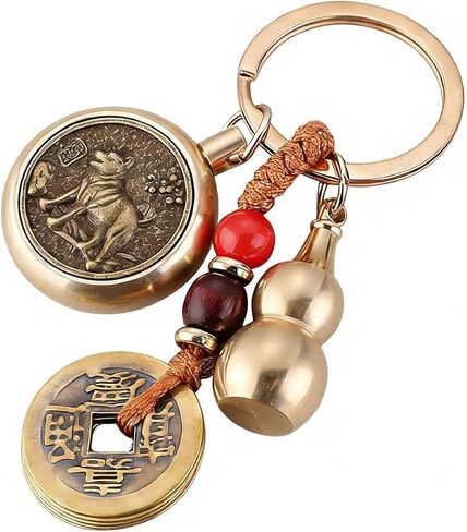 Chinese Zodiac Keychain For Women, Good Luck Amuletos De Proteccion Y Buena Suerte Feng Shui Coins Gift Accessories in Kuwait