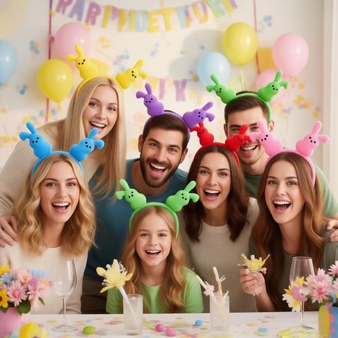 عصابات رأس أرنب عيد الفصح، 6 قطع، آذان أرنب قطيفة، ألوان متنوعة in Kuwait