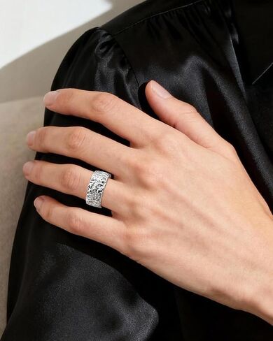Hammered Textured Sterling Silver Adjustable Open Ring for Women - Unique Statement Ring in Saudi Arabia