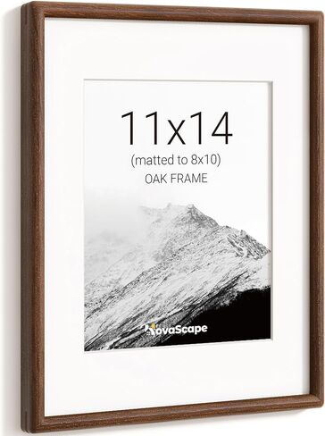 إطار صورة مقاس 11 × 14، من خشب البلوط الصلب الطبيعي، يعرض مقاس 8 × 10 مع حصيرة أو 11 × 14 بدون حصيرة، زجاج حقيقي مقسى، إطارات صور خشبية بزاوية مستديرة للتركيب على الحائط in Kuwait