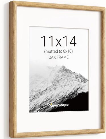 إطار صورة مقاس 11 × 14، من خشب البلوط الصلب الطبيعي، يعرض مقاس 8 × 10 مع حصيرة أو 11 × 14 بدون حصيرة، زجاج حقيقي مقسى، إطارات صور خشبية بزاوية مستديرة للتركيب على الحائط in Kuwait