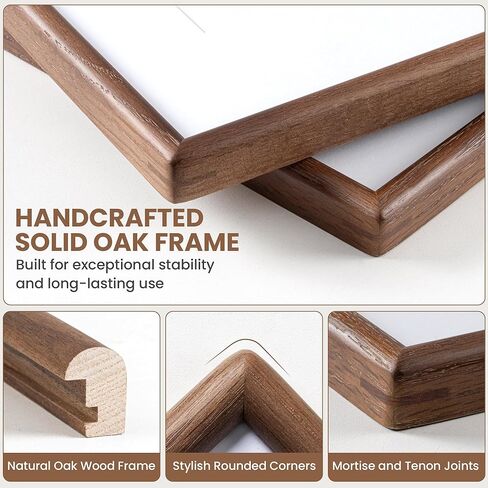 إطار صورة مقاس 11 × 14، من خشب البلوط الصلب الطبيعي، يعرض مقاس 8 × 10 مع حصيرة أو 11 × 14 بدون حصيرة، زجاج حقيقي مقسى، إطارات صور خشبية بزاوية مستديرة للتركيب على الحائط in Kuwait