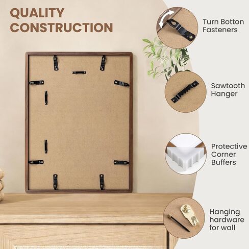 إطار صورة مقاس 11 × 14، من خشب البلوط الصلب الطبيعي، يعرض مقاس 8 × 10 مع حصيرة أو 11 × 14 بدون حصيرة، زجاج حقيقي مقسى، إطارات صور خشبية بزاوية مستديرة للتركيب على الحائط in Kuwait