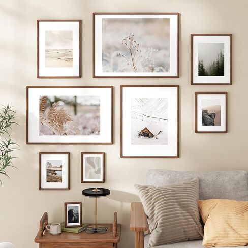 إطار صورة مقاس 11 × 14، من خشب البلوط الصلب الطبيعي، يعرض مقاس 8 × 10 مع حصيرة أو 11 × 14 بدون حصيرة، زجاج حقيقي مقسى، إطارات صور خشبية بزاوية مستديرة للتركيب على الحائط in Kuwait