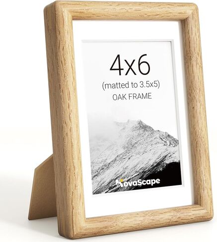 11x14 Picture Frame, Natural Solid Oak Wood, Displays 8x10 with Mat or 11x14 Without Mat, Tempered Real Glass, Rounded Corner Wooden Photo Frames for Wall Mounting in Saudi Arabia