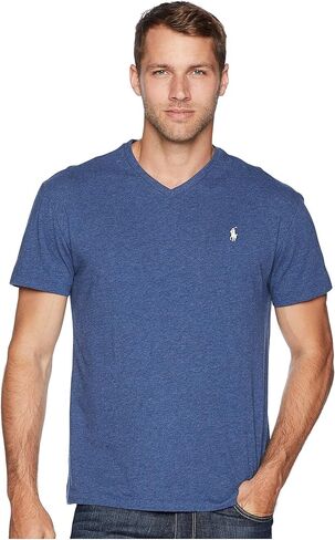 تي شيرت رجالي من POLO RALPH LAUREN برقبة على شكل حرف V كلاسيكي مناسب، مقاس XL ديربي بلو هيذر in Saudi Arabia