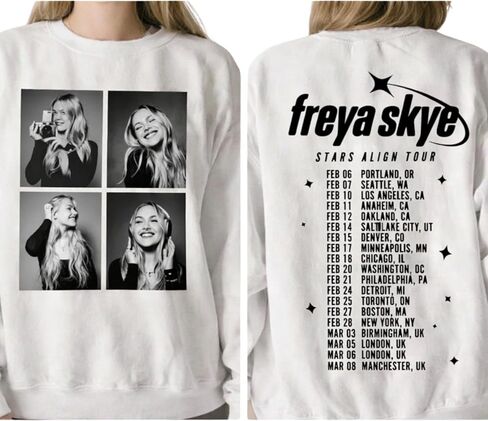 Fre-ya Sk-ye Portrait Stars Alig-n Tour Selfie Star T-Shirt, Front and Back Sweatshirt Concert Merch, Handmade Memorabilia Best Friend Matching Shirt Multicolor Women Kids Unisex in Saudi Arabia
