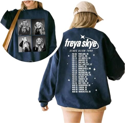 Fre-ya Sk-ye Portrait Stars Alig-n Tour Selfie Star T-Shirt, Front and Back Sweatshirt Concert Merch, Handmade Memorabilia Best Friend Matching Shirt Multicolor Women Kids Unisex in Saudi Arabia