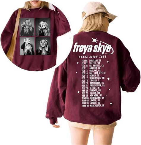 Fre-ya Sk-ye Portrait Stars Alig-n Tour Selfie Star T-Shirt, Front and Back Sweatshirt Concert Merch, Handmade Memorabilia Best Friend Matching Shirt Multicolor Women Kids Unisex in Saudi Arabia