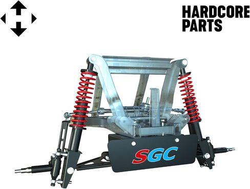 Hardcore Parts 6" A-Arm Lift Kit for Yamaha Drive (G29) with Coil-Over Shocks, 10" Machined/Gunmetal 'Vampire' Golf Cart Wheels and 22"x11"-10" DOT rated All-Terrain tires in Kuwait