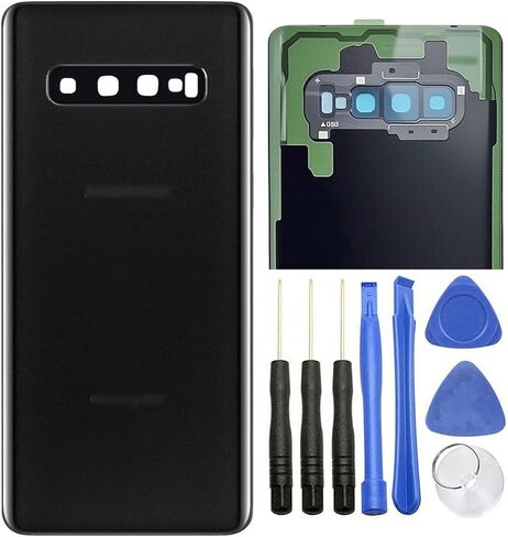 Galaxy S10+، S10 Plus غطاء الباب الزجاجي الخلفي الخلفي بديل لهاتف Samsung Galaxy S10+ SM-G975U G975W G975F G975U1 G975N G975X 6.4 بوصة، عدسة زجاجية للكاميرا (أزرق) in Kuwait