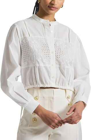 Derek Lam 10 Crosby Women's Malory Garden Tile Eyelet Blouse in Kuwait