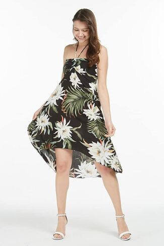 Matchable Couple Hawaiian Luau Shirt or Butterfly Dress in Wispy Cereus Black in Saudi Arabia