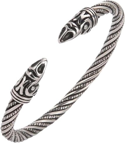 Viking Bracelet for Men Ravens Heads Norse Viking Arm Rings Adjustable Opening Bangle Stainless Steel Twisted Cable Cuff Bangle Bracelet Pagan Wicca Jewelry in Kuwait