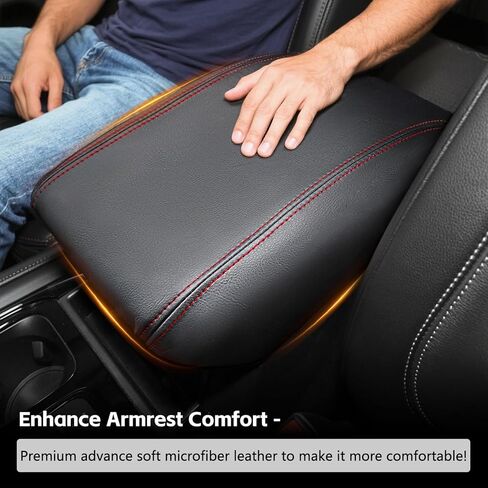 for Ford Explorer 2020-2025 Center Console Armrest Cover, Car Microfiber Leather Console Lid Protector for Explorer Interior Accessories (red) in Kuwait