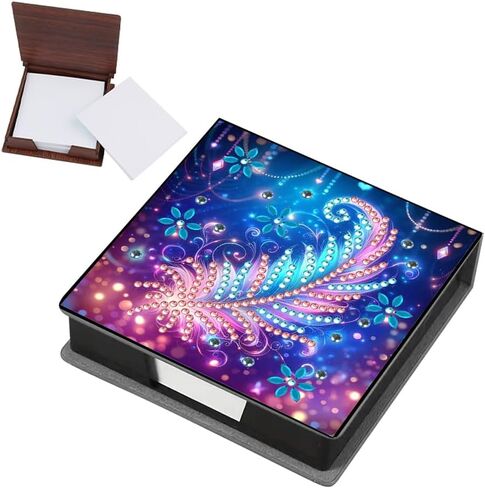 LAKEQUILL DIY Diamond Art Painting Note Box Elephants PU Sticky Note Holder with 160 Memo Papers,Handcrafted Gift for Adult Office Desk Organizer Decor in Saudi Arabia