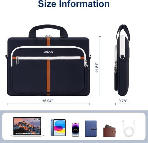 MOSISO Laptop Shoulder Bag Carrying Case, 15-15.6 inch Messenger Computer Bag Compatible with MacBook Pro 16 inch, HP, Dell, Lenovo, Notebook with 2 Front Pockets&Handle for Business Work School,Blue in Saudi Arabia