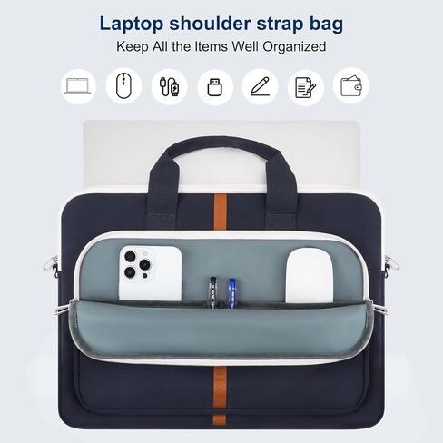 MOSISO Laptop Shoulder Bag Carrying Case, 15-15.6 inch Messenger Computer Bag Compatible with MacBook Pro 16 inch, HP, Dell, Lenovo, Notebook with 2 Front Pockets&Handle for Business Work School,Blue in Saudi Arabia