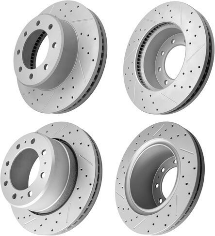 Front & Rear Drilled Slotted Brake Disc Rotors Fit for Dodge Ram 2500 2009-2024, Ram 3500 2009-2024, Replacement 14.2inch Front & Rear 14.1inch Rotor in Saudi Arabia